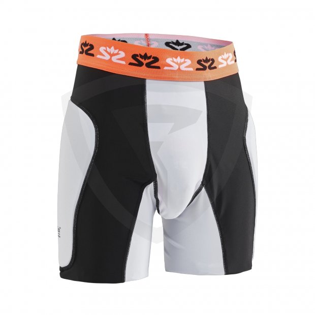 Salming E-Series Goalie Protective Shorts 1149415-0708_1_Goalie-ProtectivShortsE-Series_White-Orange